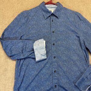 Brooklyn Brigade Shirt Men's Medium Heather Blue Long Sleeve Button Up Casual